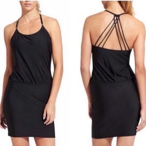 Athleta Women's Black Aqualuxe Strappy
Halter Nylon Dress - Size MT